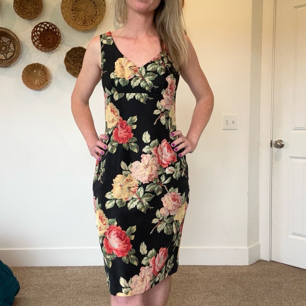 Vintage •4• Silk Thorny Roses Dark Romantic Dress